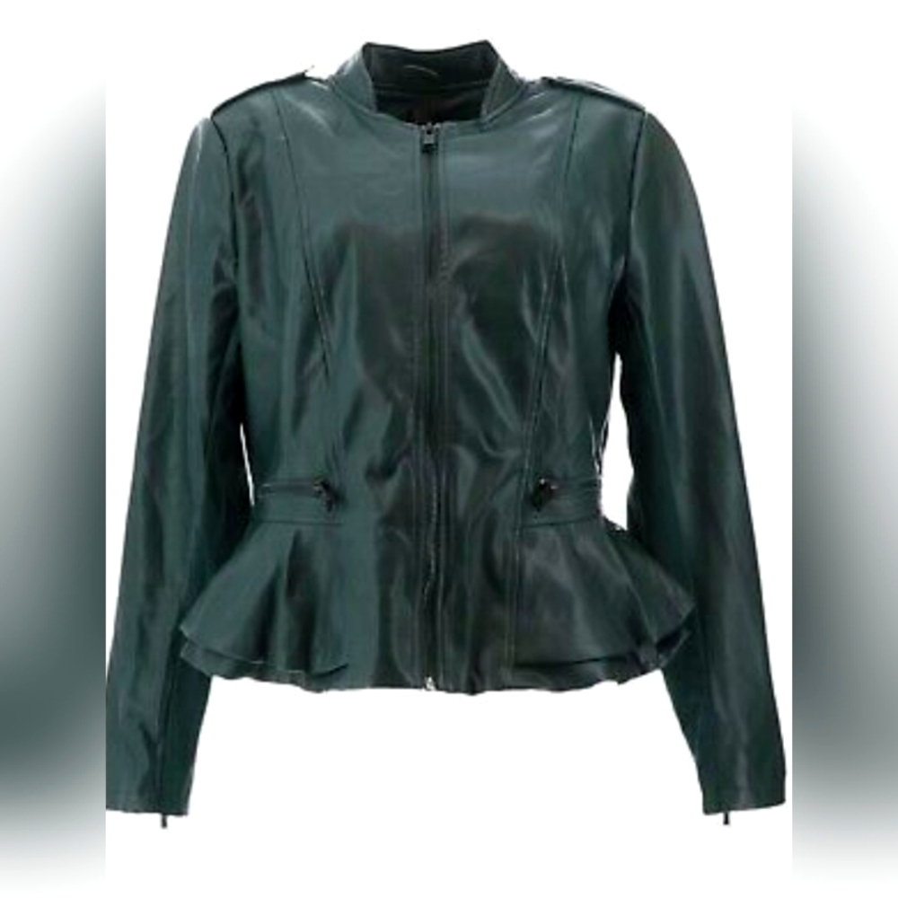 G.I.L.I. Faux Leather Peplum Jacket